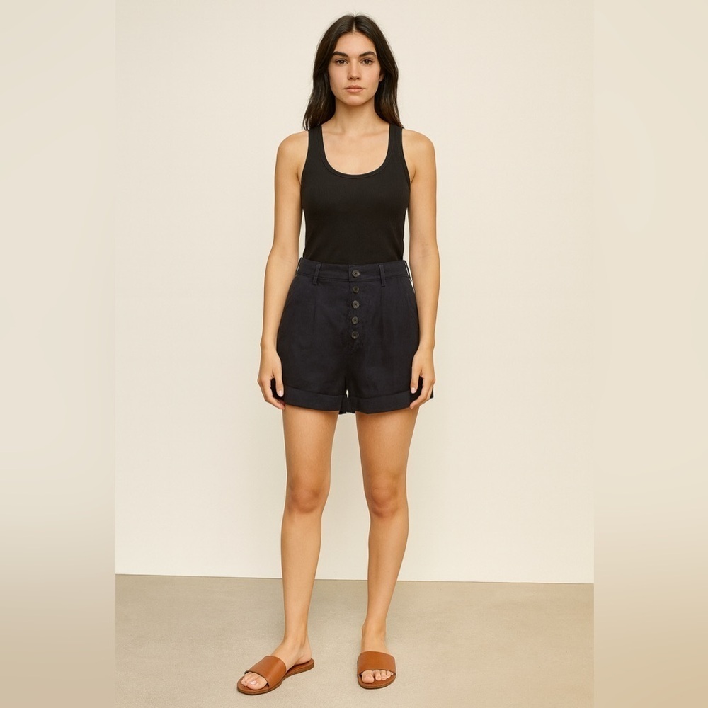 Billabong Navy Button Front Shorts. Size-28
